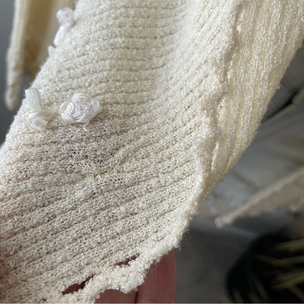Vintage April Cornell Open Embellished Beaded Faux Pearl Knit Cardigan Granny - Picture 10 of 10